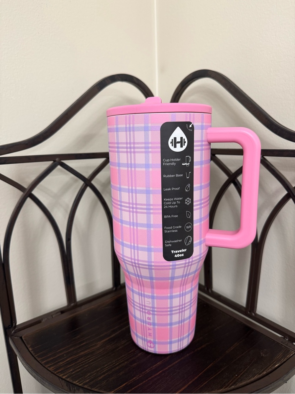 HydroJug 40oz Traveler Daydream Plaid Insulated Travel Tumbler with Handle